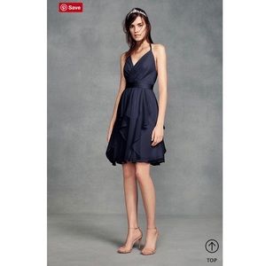 Short Chiffon Bridesmaid Dress with Cascade Skirt